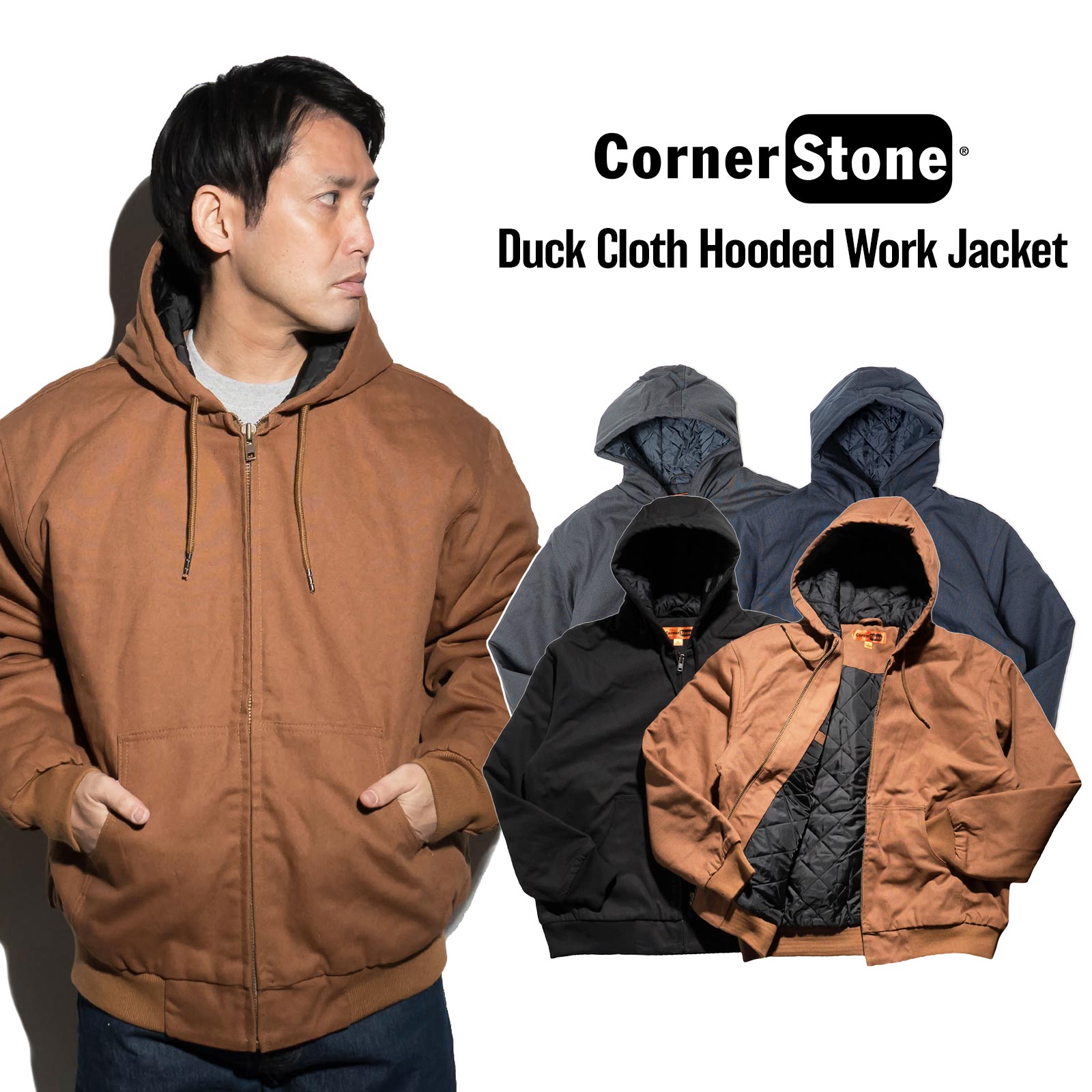 コーナーストーンCORNERSTONEJ763Hダッククロスフーデッドワークジャケット