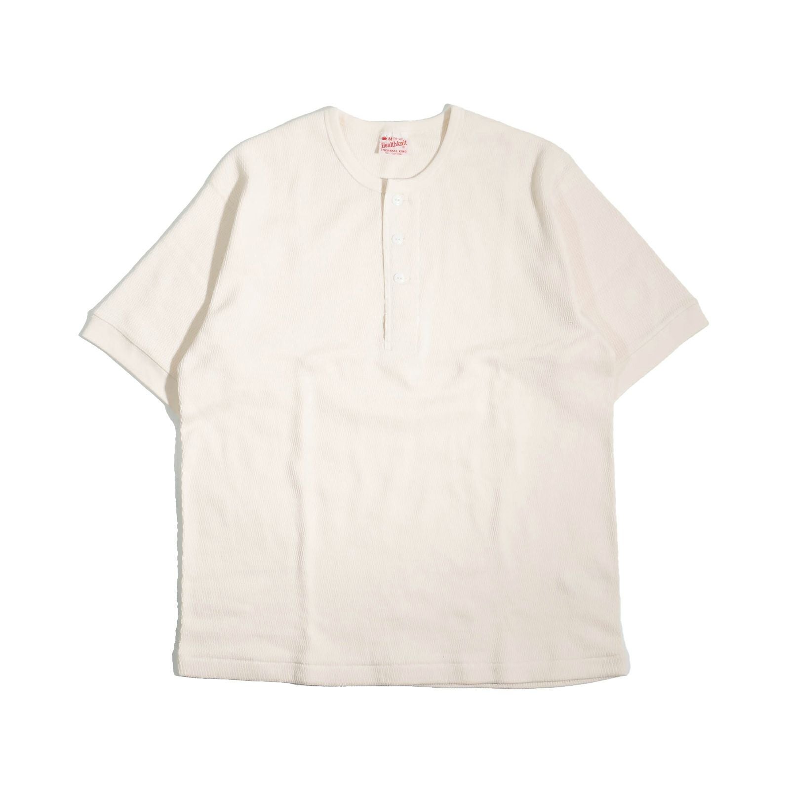 ヘルスニットHealthknit52028サーマルキングラッセルハニカムヘンリーネック半袖パッケージ入り