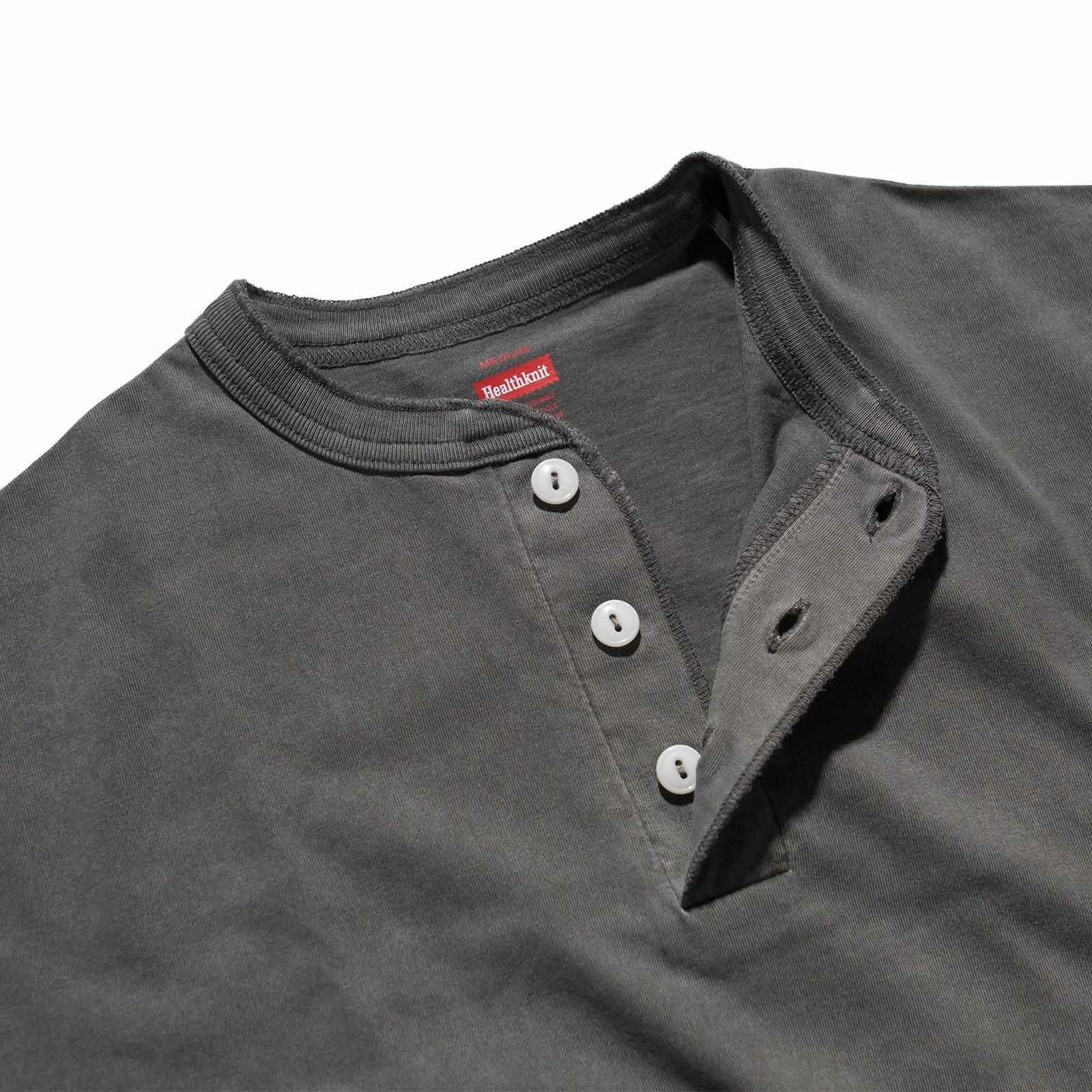 ヘルスニットHealthknitHR25S-M104U.S.コットンジャージー硫化染め半袖ヘンリーネックTシャツ