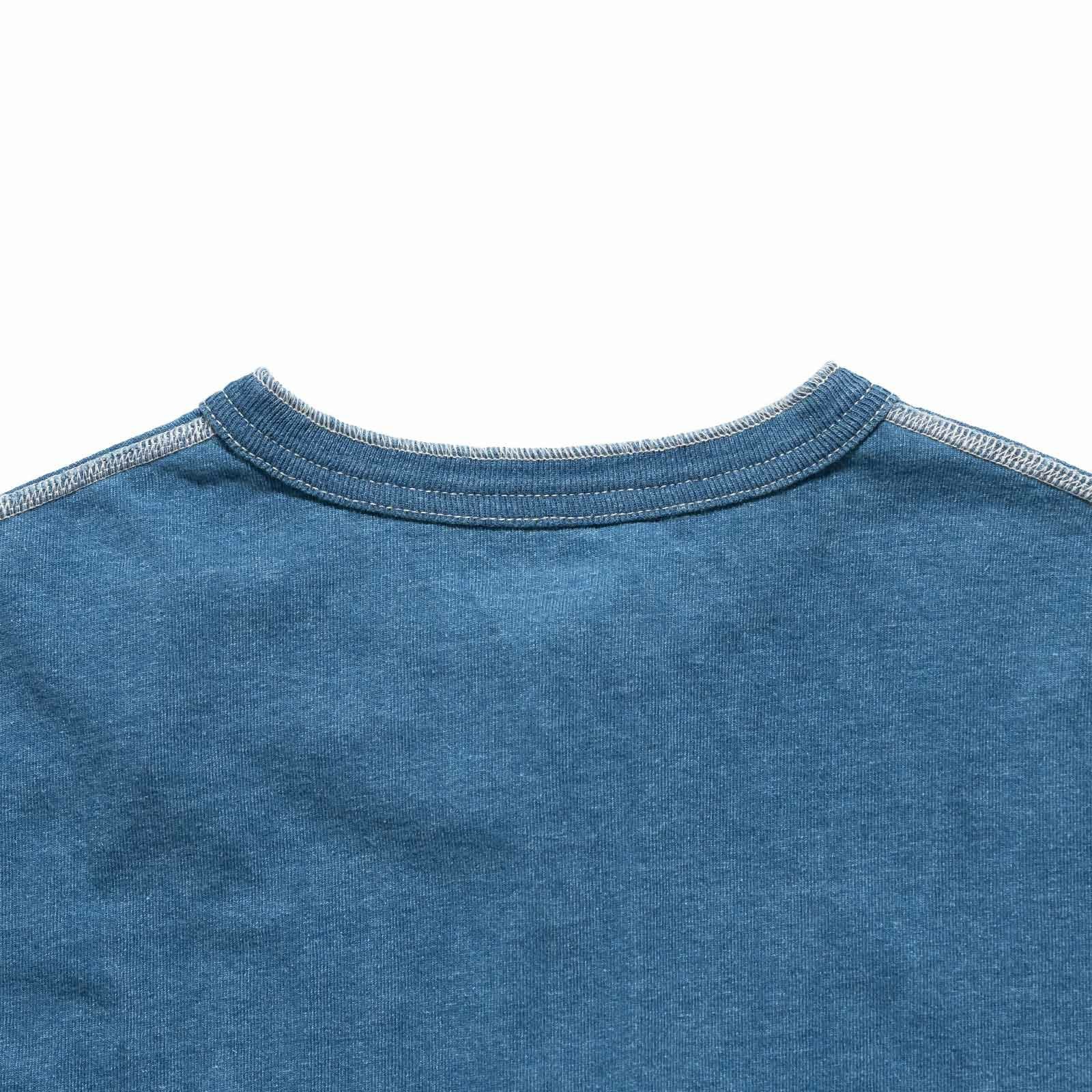 ヘルスニットHealthknitHR25S-M104-2U.S.コットンジャージーインディゴ染め半袖ヘンリーネックTシャツ