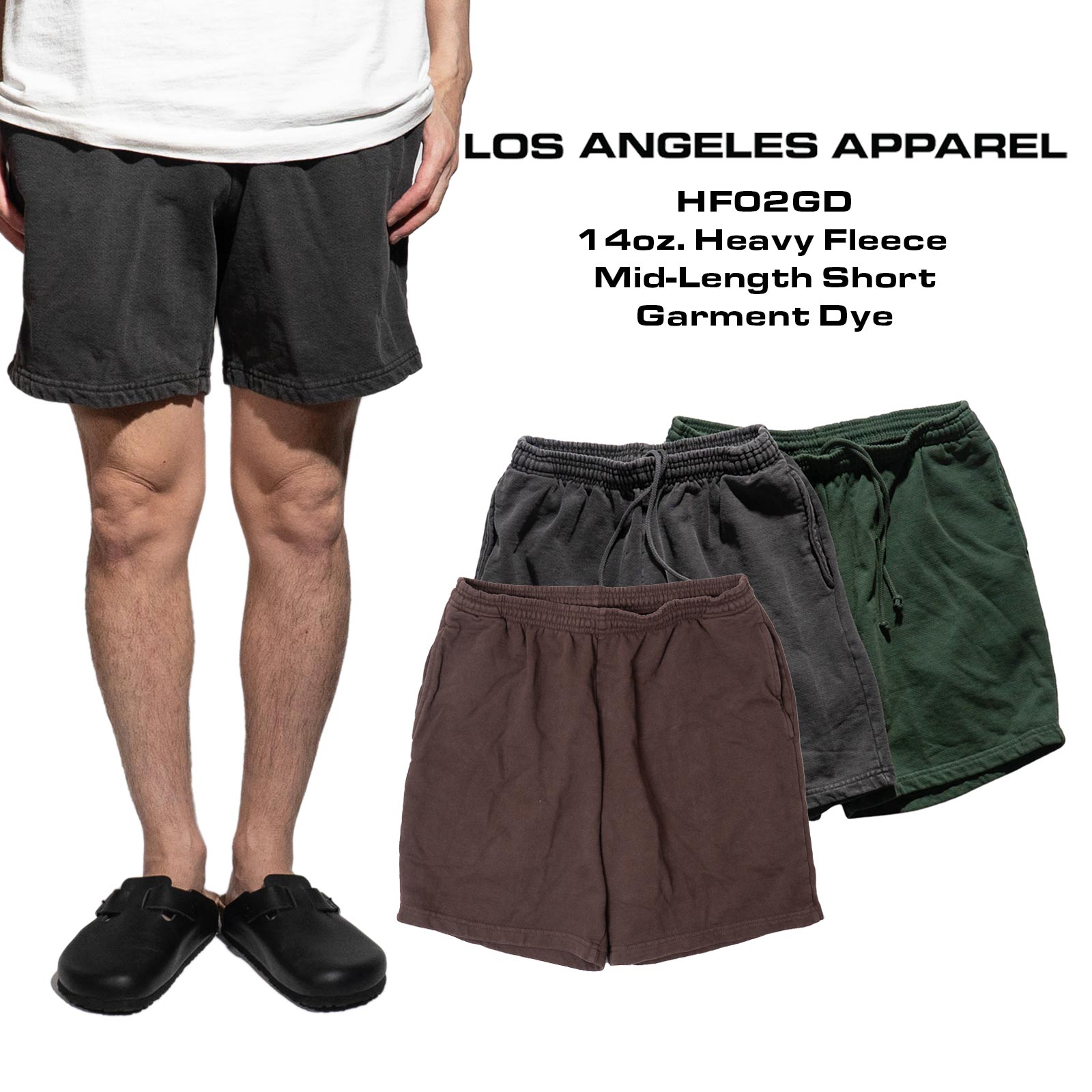 ロサンゼルスアパレルLOSANGELESAPPARELHF02GD14オンスヘビーフリーススウェットショーツガーメントダイ