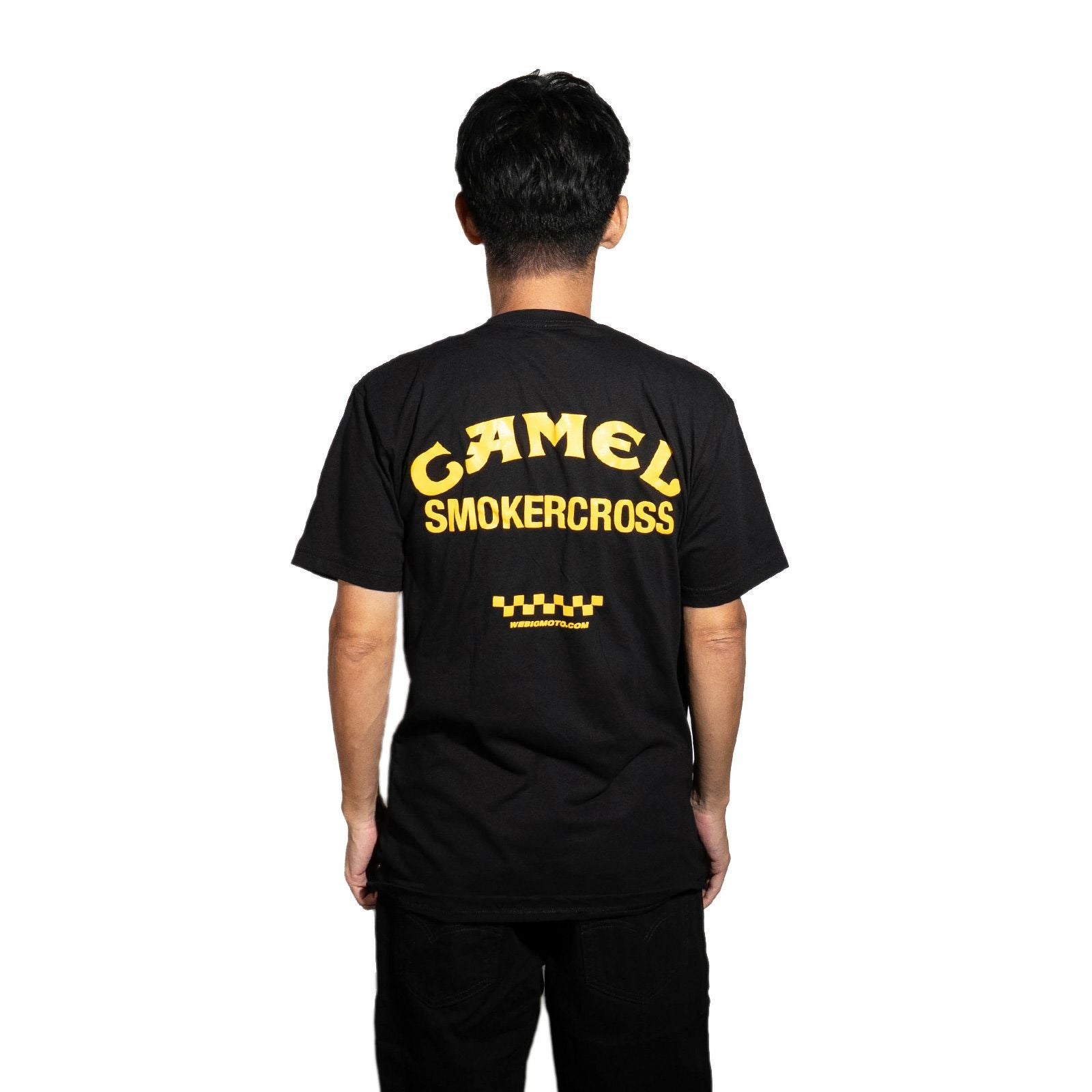 ウィービッグモトWEBIGMOTOCO.キャメルスモーカークロスTシャツ