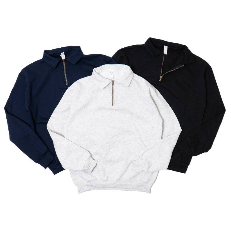 ジャージーズJERZEESスーパースウェットニューブレンドクォータージップカデットカラースウェットシャツ｜メンズSMLXLXXL1/4ジップハーフジップ