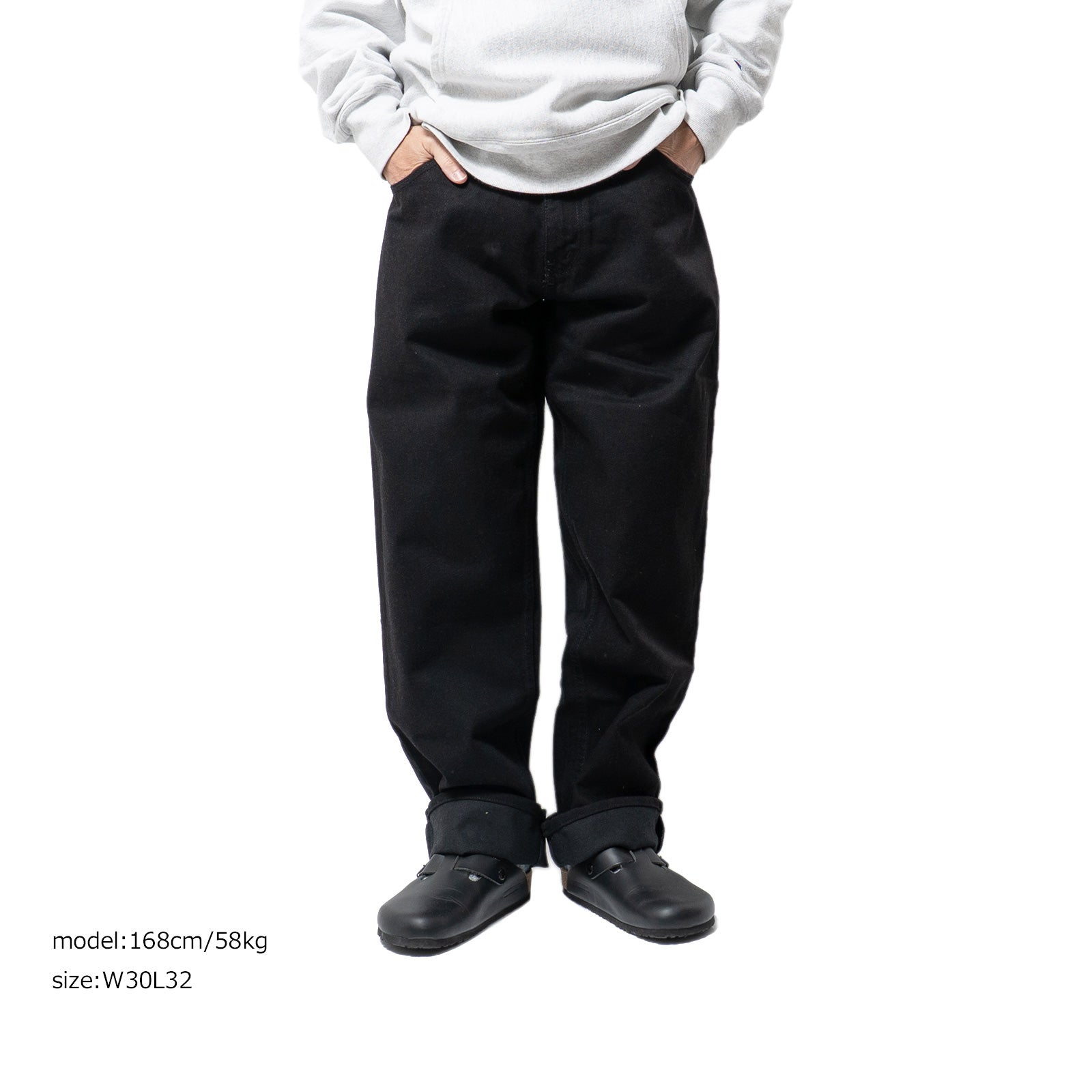 プリズンブルースPRISONBLUESリラックスフィットジーンズリンスドブラック