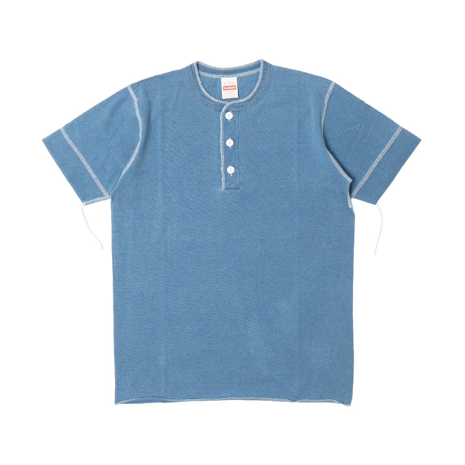 ヘルスニットHealthknit10070インディゴヘンリーネック半袖Tシャツ