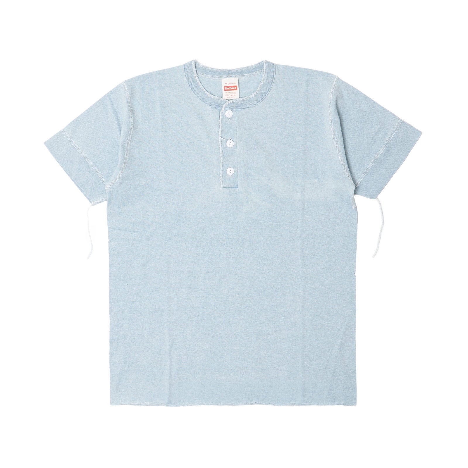 ヘルスニットHealthknit10070インディゴヘンリーネック半袖Tシャツ
