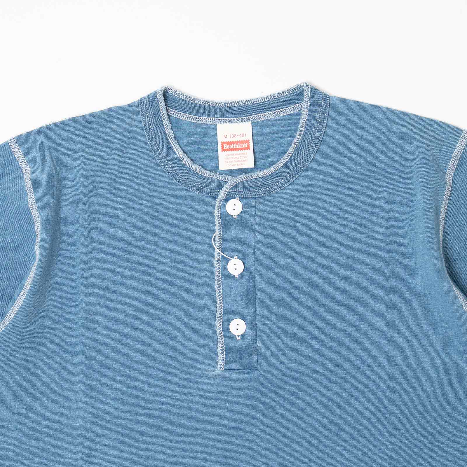 ヘルスニットHealthknit10070インディゴヘンリーネック半袖Tシャツ