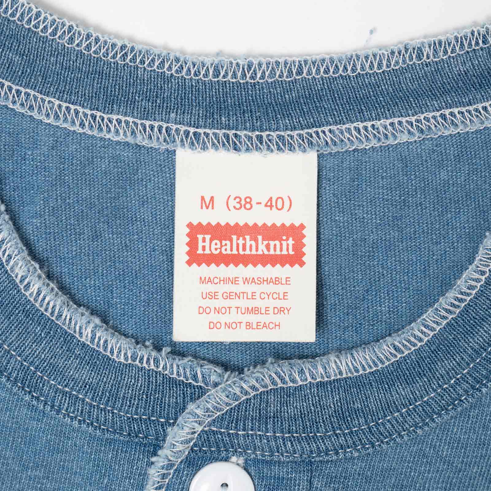 ヘルスニットHealthknit10070インディゴヘンリーネック半袖Tシャツ