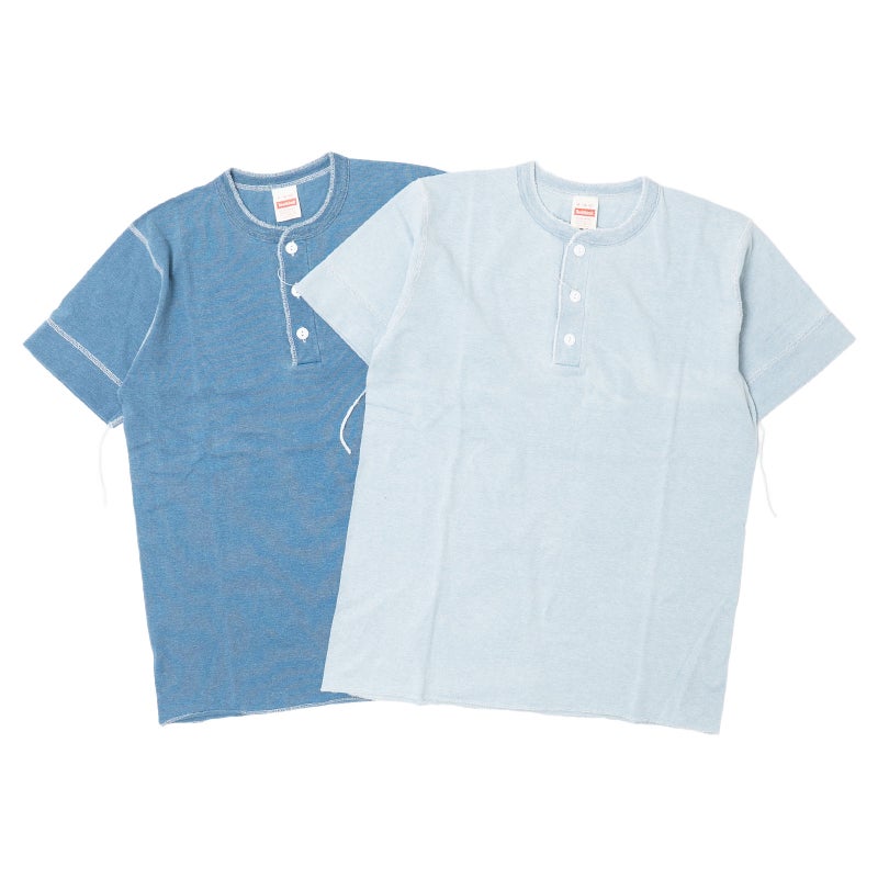 ヘルスニットHealthknit10070インディゴヘンリーネック半袖Tシャツ