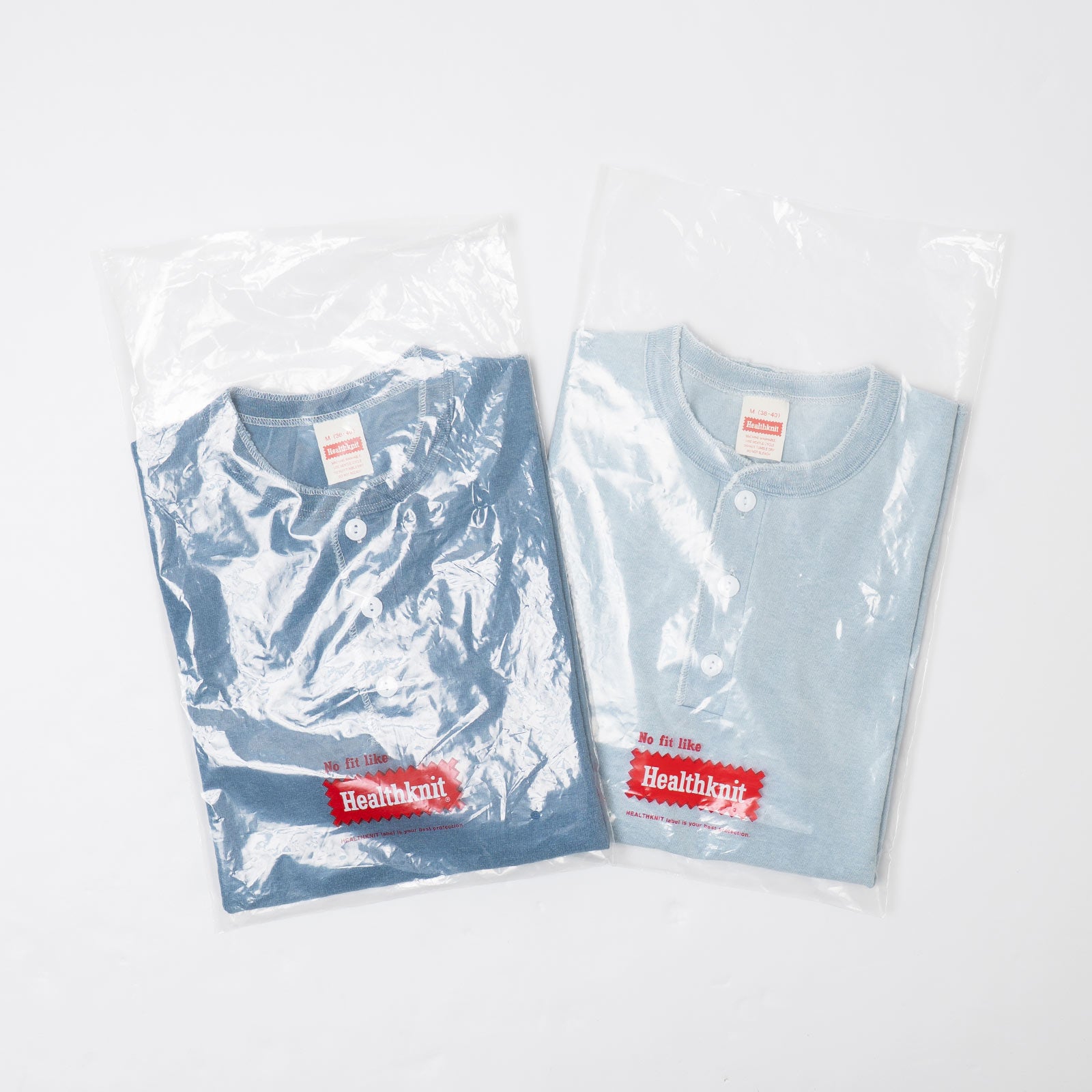 ヘルスニットHealthknit10070インディゴヘンリーネック半袖Tシャツ