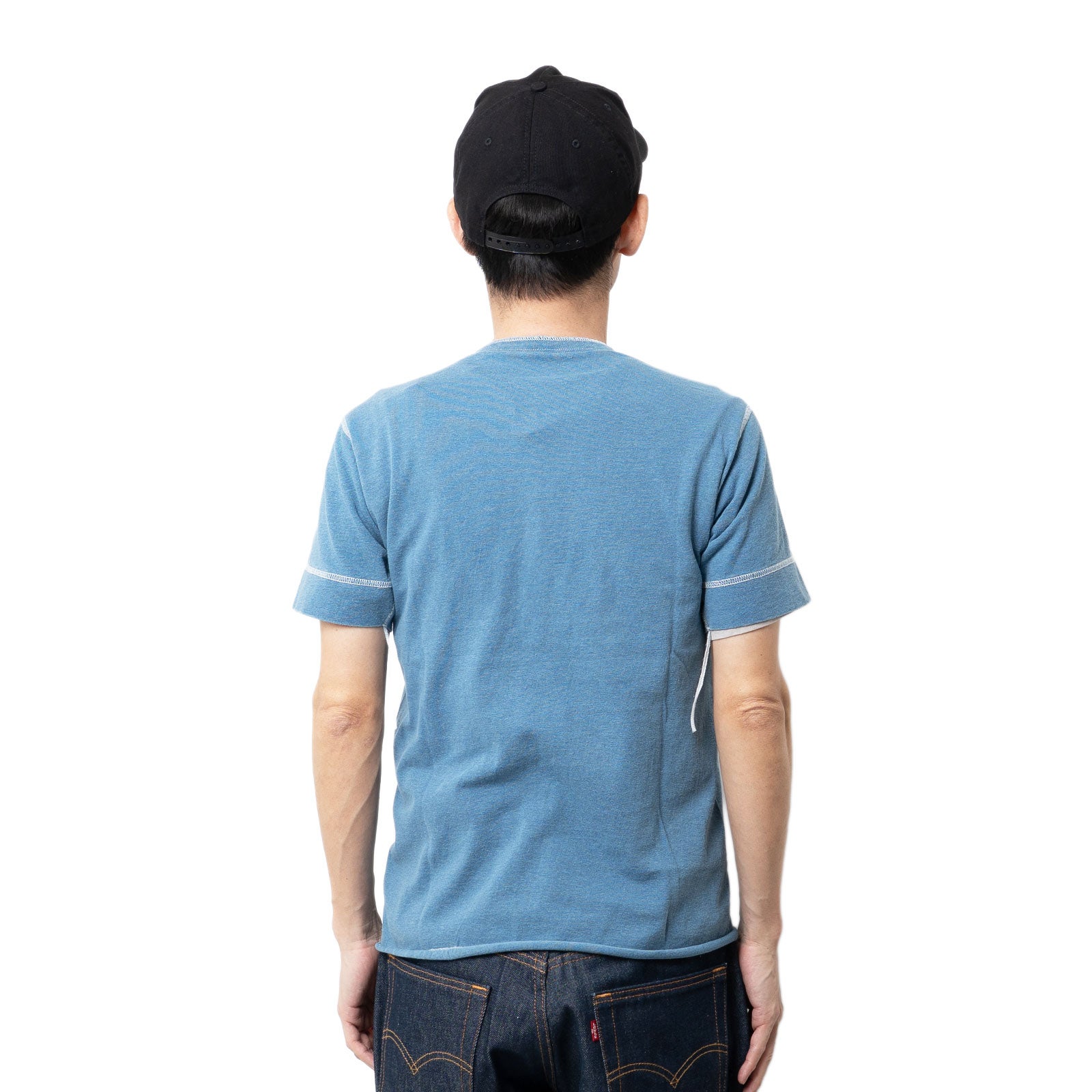 ヘルスニットHealthknit10070インディゴヘンリーネック半袖Tシャツ