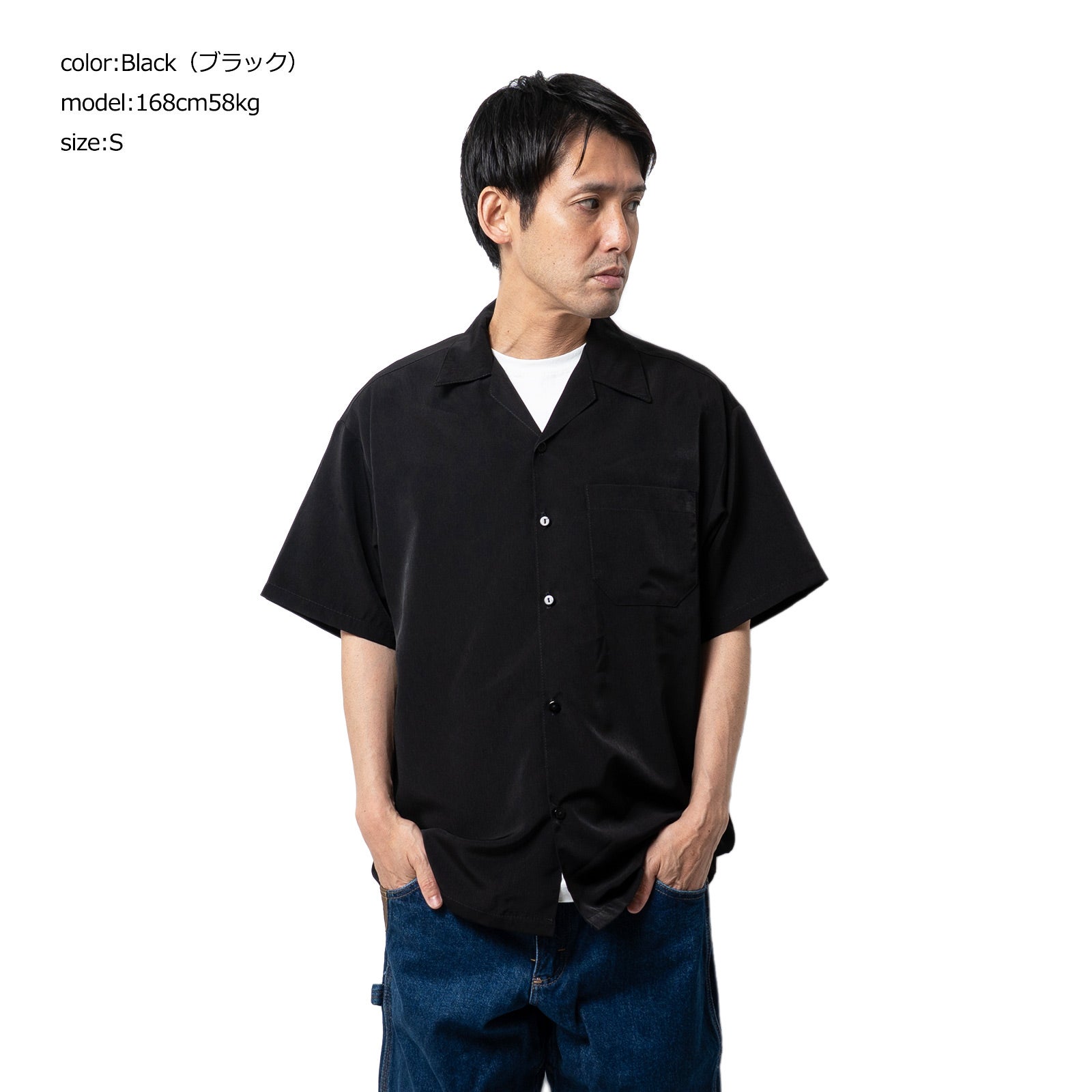 キャルトップCALTOP#3003SS半袖サテンオープンカラーシャツ