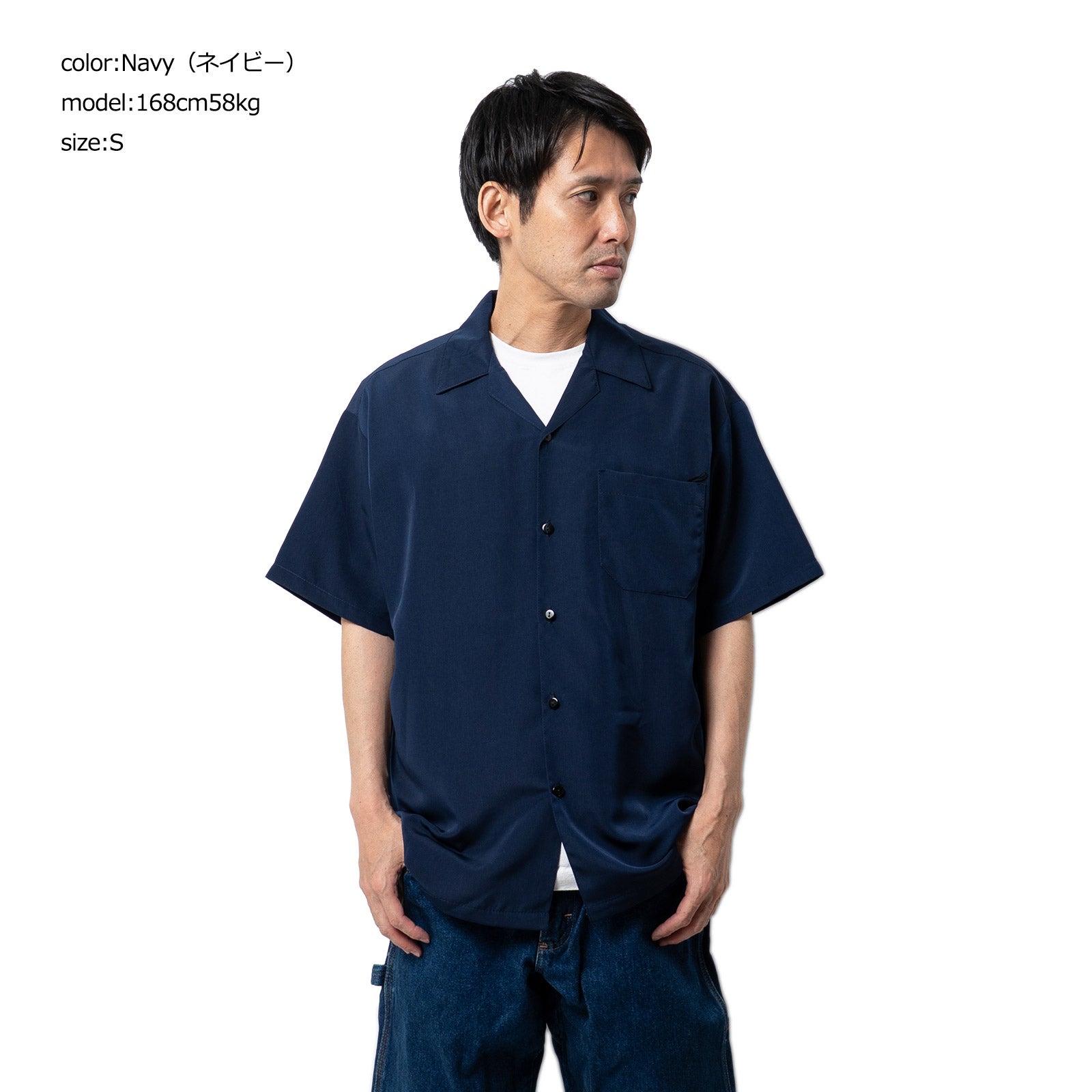 キャルトップCALTOP#3003SS半袖サテンオープンカラーシャツ