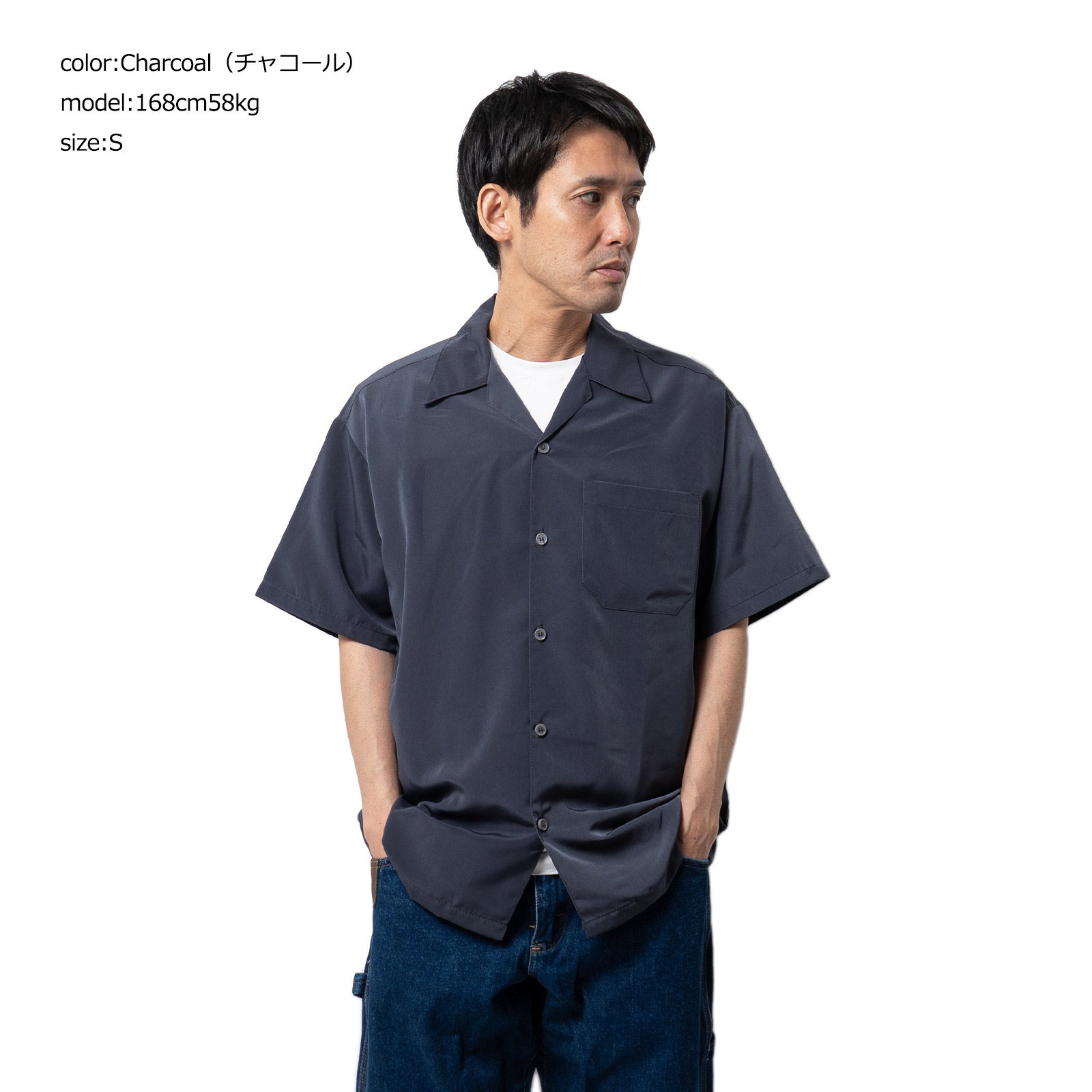 キャルトップCALTOP#3003SS半袖サテンオープンカラーシャツ
