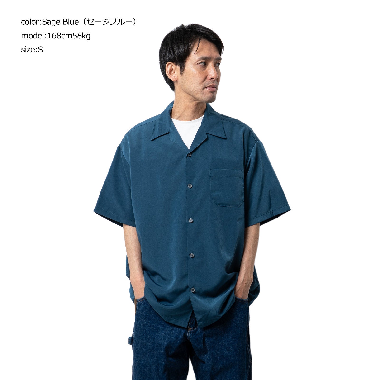 キャルトップCALTOP#3003SS半袖サテンオープンカラーシャツ