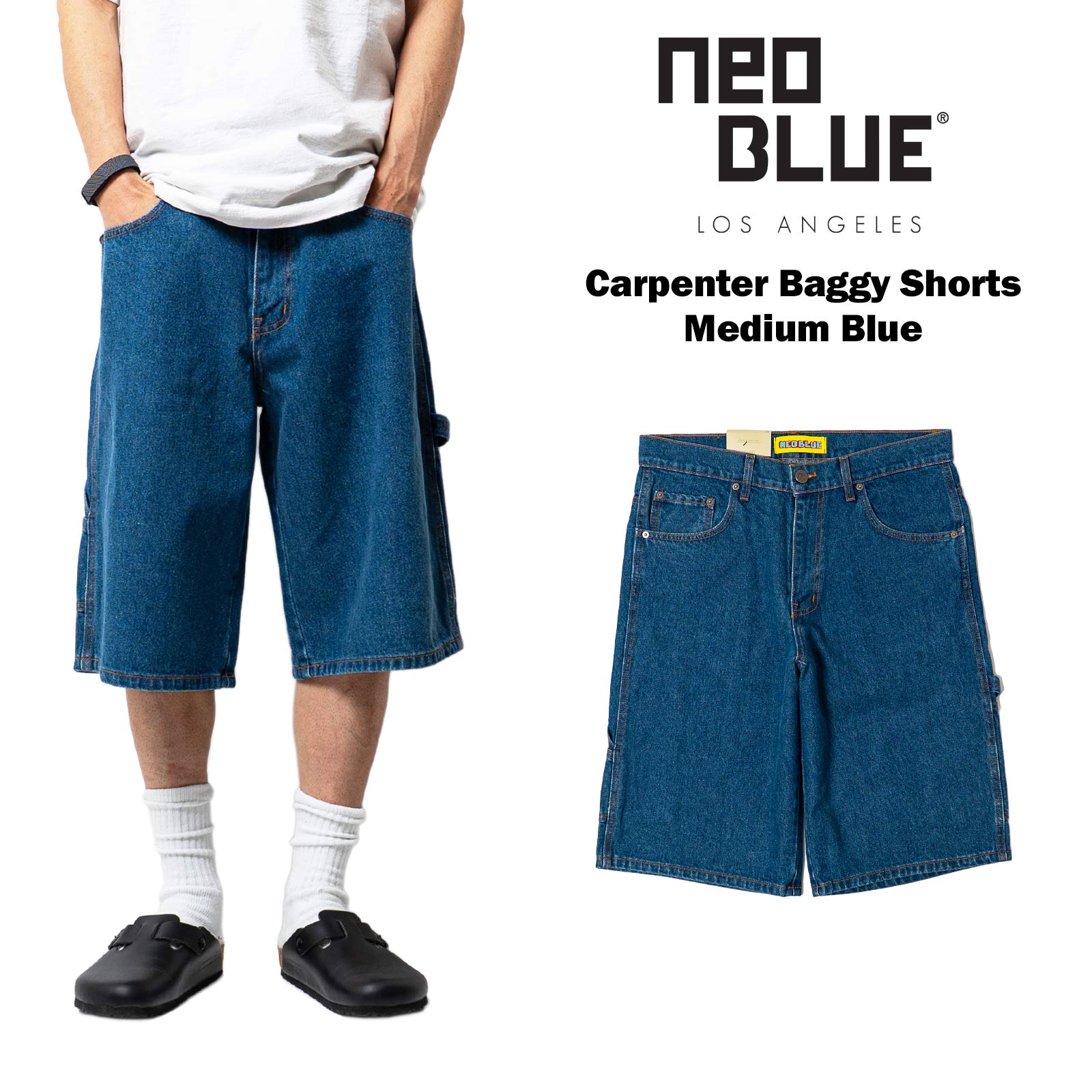 ネオブルーNEOBLUEバギーカーペンターショーツミディアムブルー
