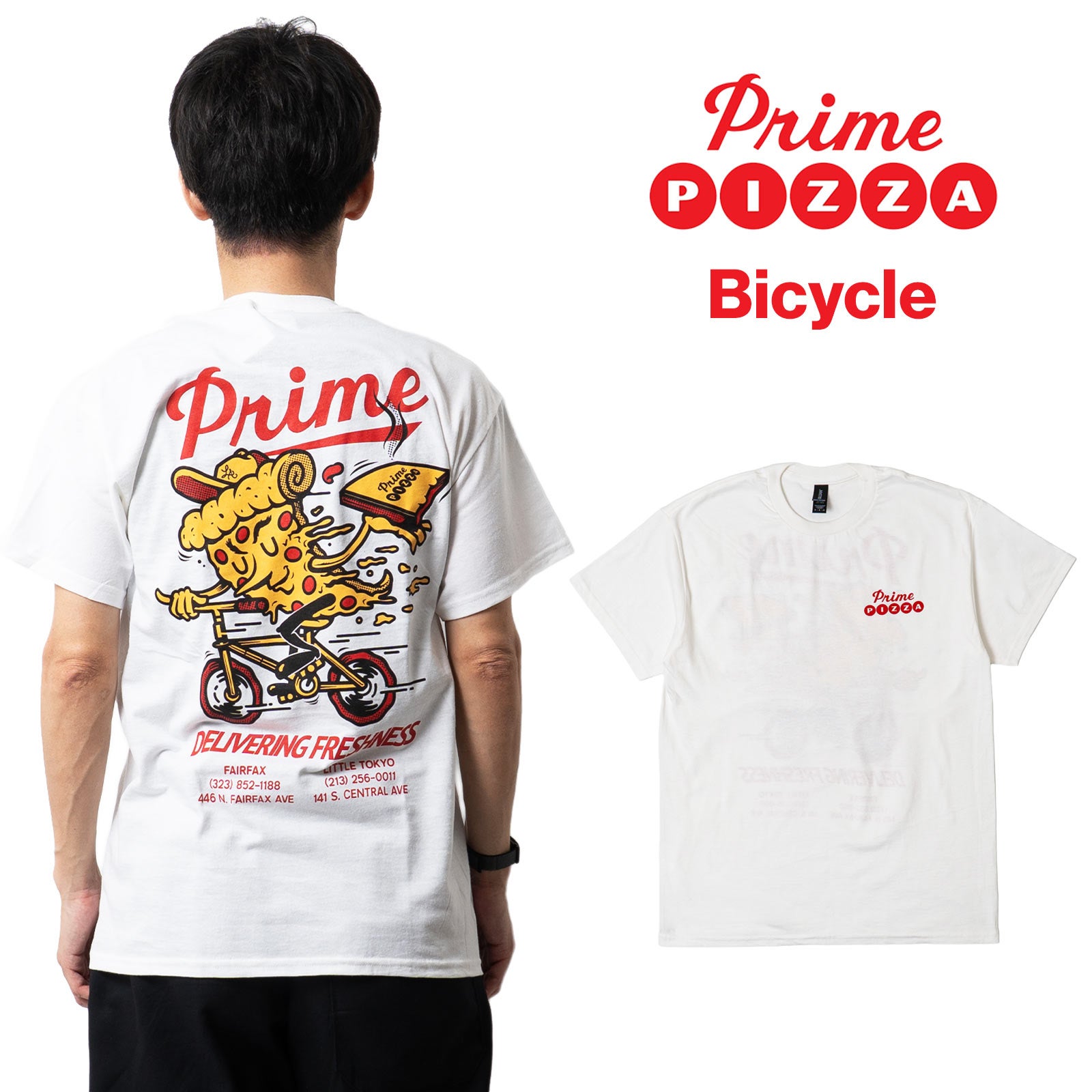 プライムピザPrimePIZZA半袖Tシャツバイシクル