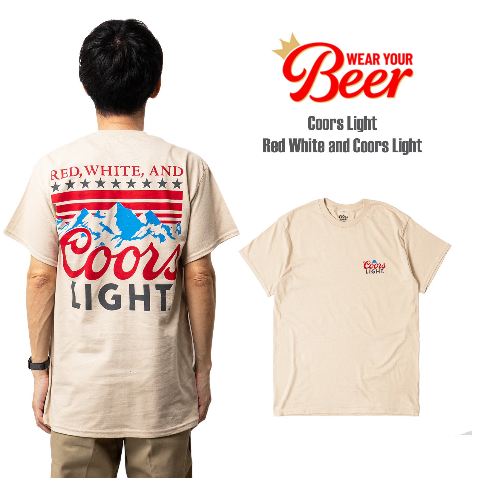 ウェアユアビアWearYourBeerクアーズライトレッドホワイトアンドクアーズライトTシャツ