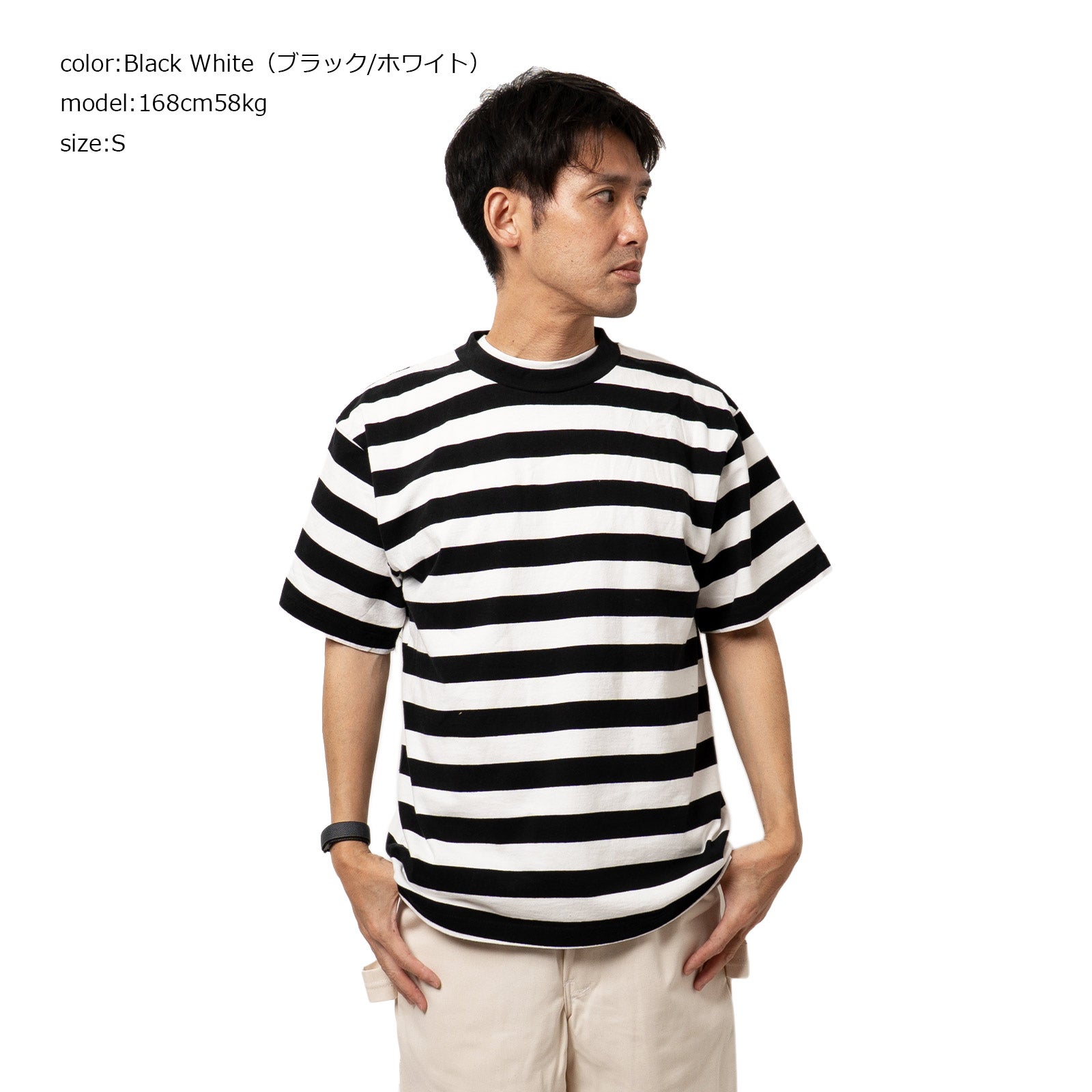 コットンコレクティブCOTTONCOLLECTIVE7.5オンスオーバーサイズボックス半袖Tシャツボーダー