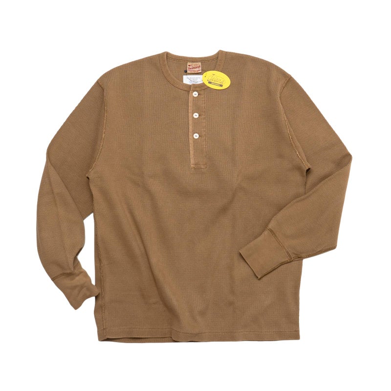 ヘルスニットHealthknit22024サーマルキングラッセルハニカムヘンリーネック長袖TシャツJalana別注BROWN436