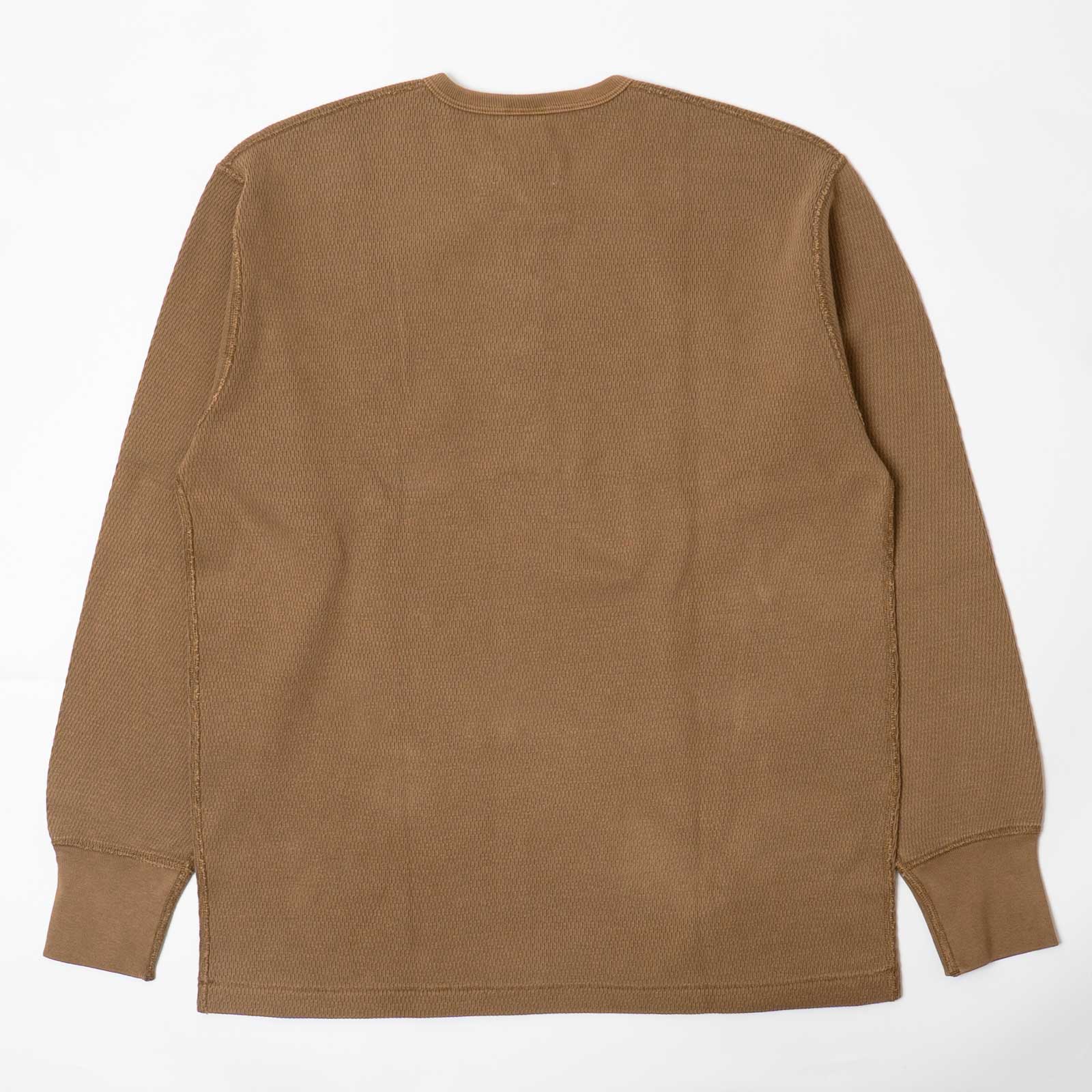 ヘルスニットHealthknit22024サーマルキングラッセルハニカムヘンリーネック長袖TシャツJalana別注BROWN436