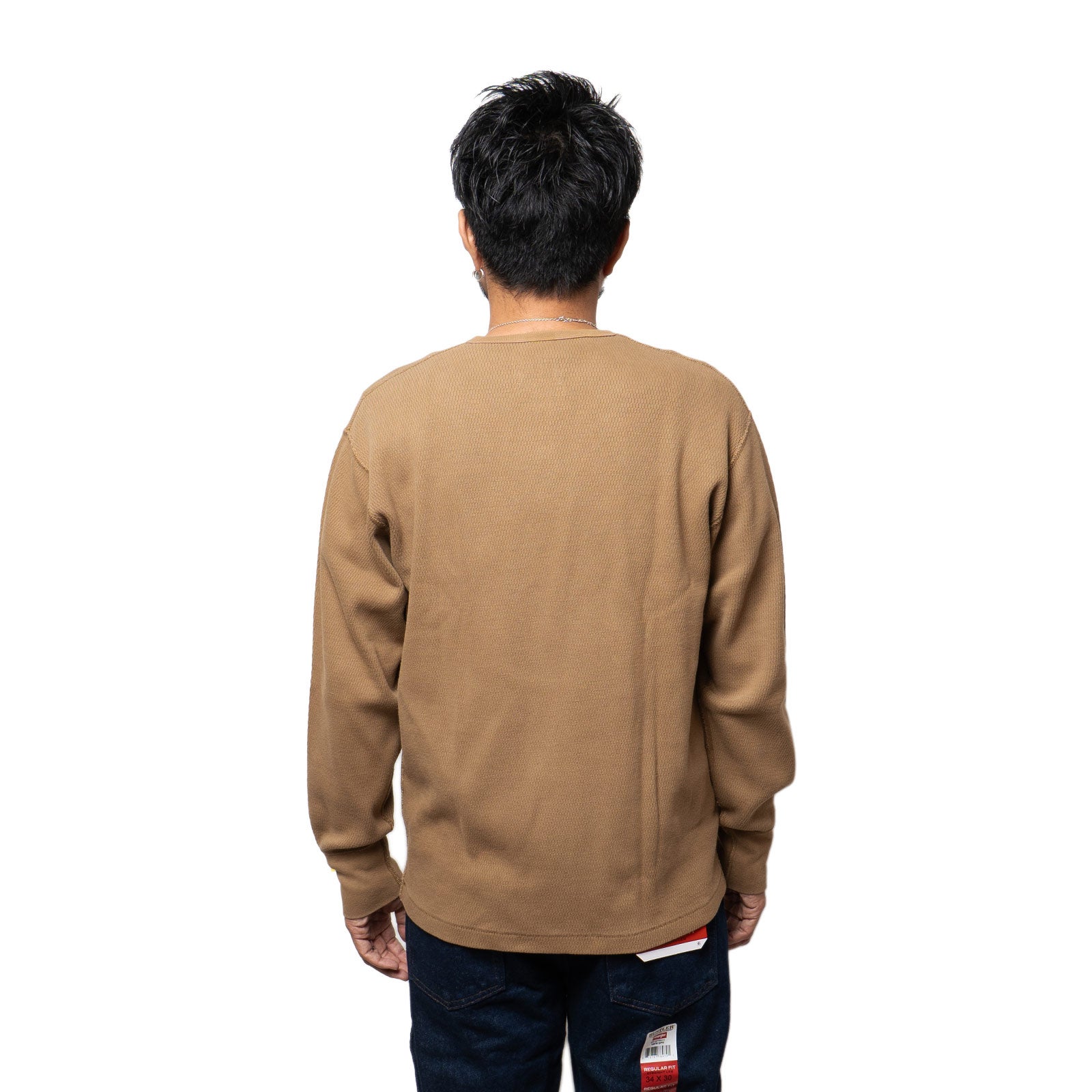 ヘルスニットHealthknit22024サーマルキングラッセルハニカムヘンリーネック長袖TシャツJalana別注BROWN436