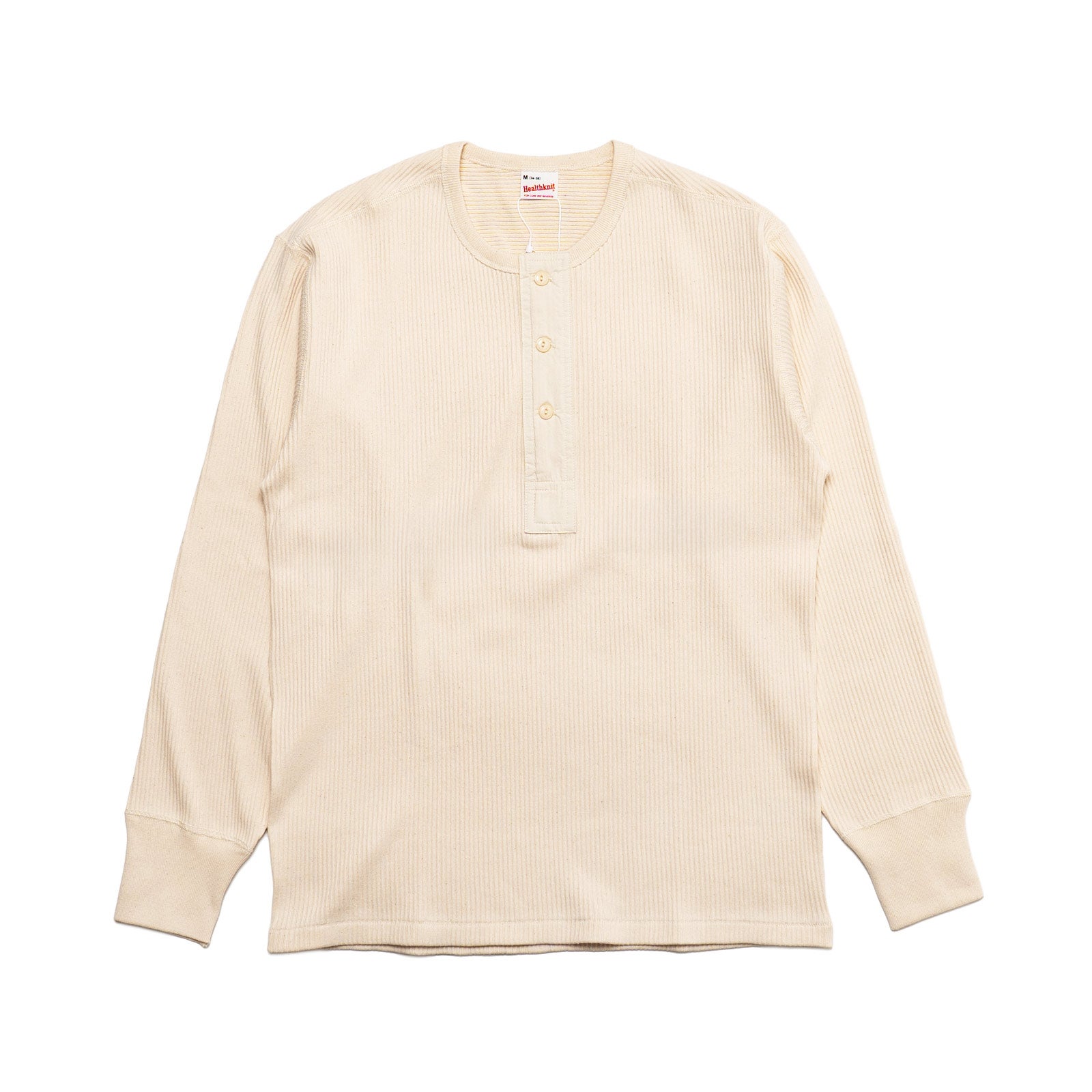 ヘルスニットHEALTHKNIT53026アーミーリブヘンリーネックロングスリーブTシャツナチュラルフェイドブラック