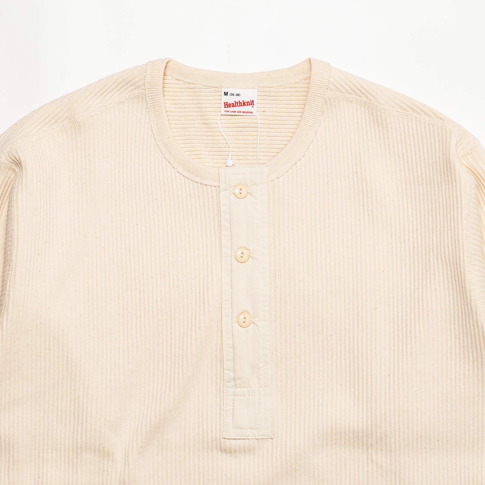 ヘルスニットHEALTHKNIT53026アーミーリブヘンリーネックロングスリーブTシャツナチュラルフェイドブラック